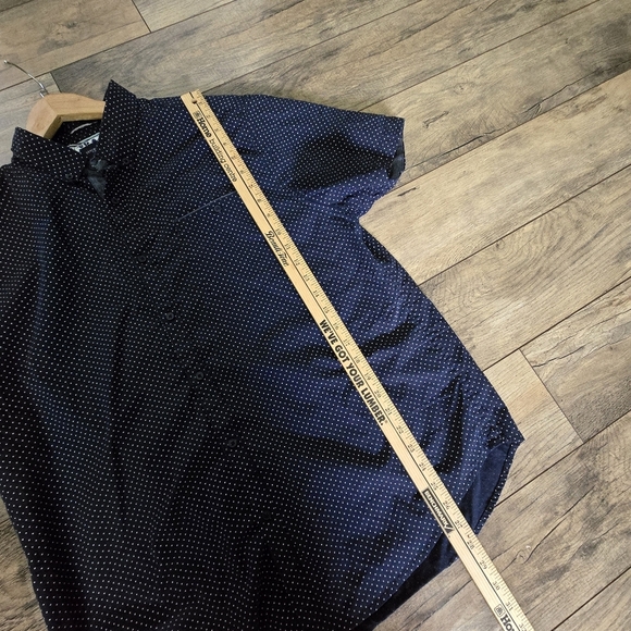 Denim & Flower Navy Blue Polka Dot Xl Men's Short Sleeve Button Up Dress Shirt - Picture 5 of 9